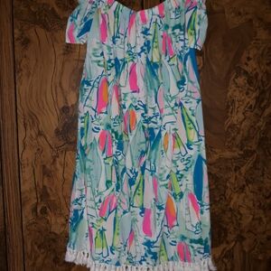 Lilly Pulitzer Womens' Off-Shoulder Sailboat Print Dress in Multi-Color